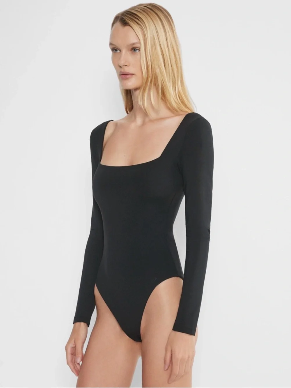 Zara Black Long-Sleeve Square-Neck Bodysuit - Picture 1 of 3